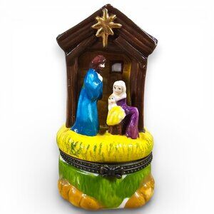 Trinity Broadcasting Network Nativity Trinket Box Frankincense Gold Myrrh 3.5"